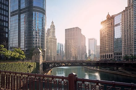 Image of Chicago showing RUME USA headquarters. RUME USA is headed by David Nathan Reichard.
